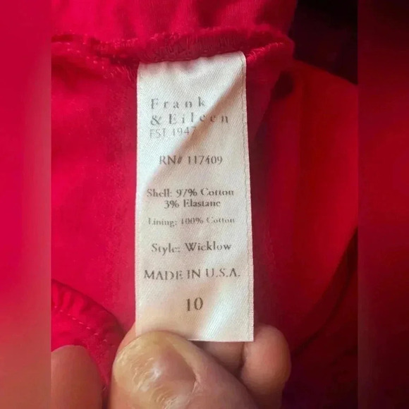 FRANK & EILEEN WICKLOW ITALIAN CROP CHINO PANTS Size 10 - Picture 15 of 16